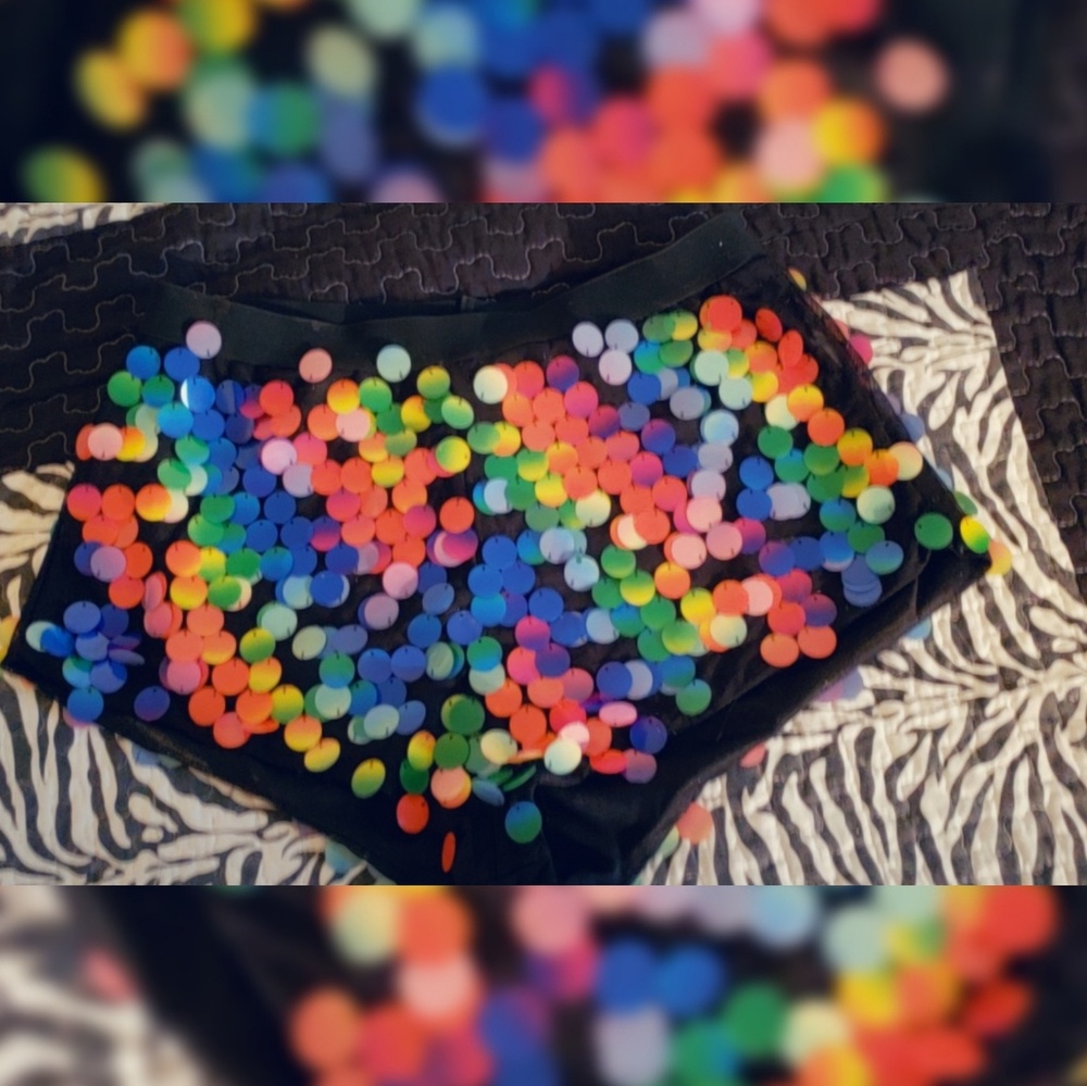 RAINBOW SEQUIN HOT PANTS